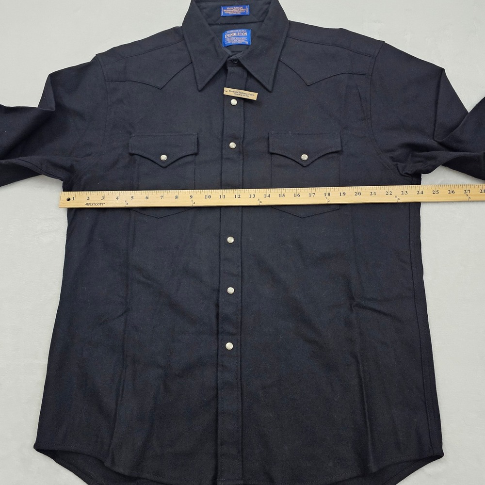 NWOT Pendleton Western Shirt Mens L Black Wool Pearl Snap High Grade Cowboy - Picture 7 of 9
